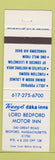 Matchbook Cover - Lord Bedford Motor Inn Bedford MA