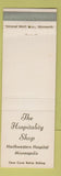 Matchbook Cover - Hospital Shop Northwestern Hospital Minneapolis MN