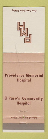 Matchbook Cover - Providence Memorial Hospital El Paso TX WEAR