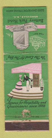Matchbook Cover - Battery Park Hotel Asheville NC CREASED WORN