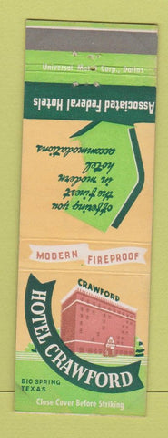 Matchbook Cover - Hotel Crawford Big Spring TX