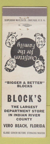 Matchbook Cover - Block's Department Store Vero Beach FL