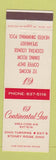 Matchbook Cover - Continental Inn Stoney Ridge OH