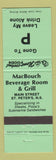 Matchbook Cover - MacBouch Beverage Room St Peter's NS Pizza