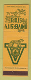 Matchbook Cover - Vermont University Store Burlington VT