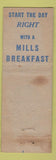 Matchbook Cover - Mills Restaurants Cleveland Cincinnati Columbus OH STAINED