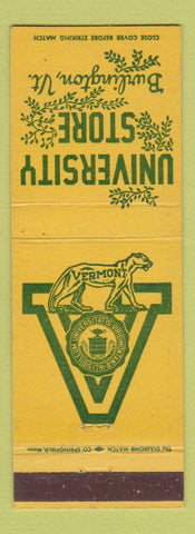 Matchbook Cover - Vermont University Store Burlington VT