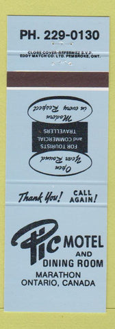 Matchbook Cover - Pic Motel Marathon ON blue