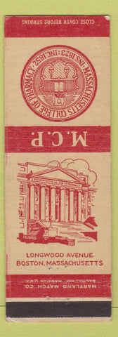 Matchbook Cover - Massachusetts College of Pharmacy Drugs Boston MA