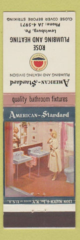 Matchbook Cover - American Standard Plumbing Lewisburg PA girlie