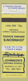 Matchbook Cover - Johnson's Driving School Beamsville ON
