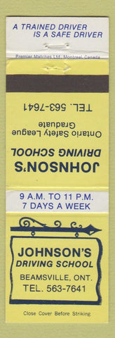 Matchbook Cover - Johnson's Driving School Beamsville ON