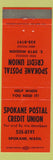 Matchbook Cover - Spokane Postal Credit Union Spokane WA orange