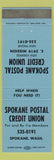 Matchbook Cover - Spokane Postal Credit Union Spokane WA blue