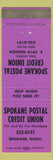 Matchbook Cover - Spokane Postal Credit Union Spokane WA purple