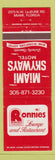 Matchbook Cover - Ronnies Lounge Miami Skyway Motel Miami FL