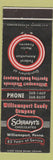 Matchbook Cover - Williamsport Candy Corp Schrafft's PA