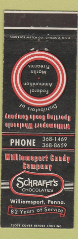 Matchbook Cover - Williamsport Candy Corp Schrafft's PA