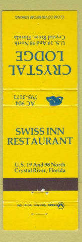 Matchbook Cover - Crystal Lodge Crystal River FL Swiss Inn Restaurant