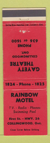 Matchbook Cover - Rainbow Motel Collingwood ON