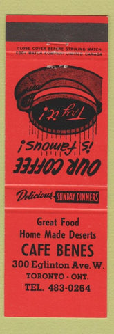 Matchbook Cover - Cafe Benes Toronto ON