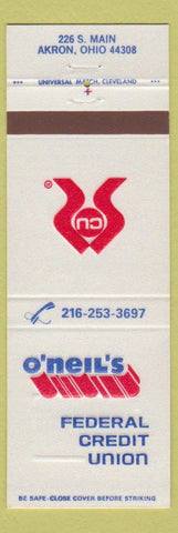 Matchbook Cover - O'Neil's Federal Credit Union Akron OH