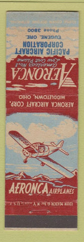 Matchbook Cover - Aeronca Airplanes Pacific Aircraft Eugene OR