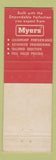 Matchbook Cover - Myers Pumps Ashland OH Kitchener ON