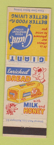 Matchbook Cover - Giant Grocery Enriched Bread girlie back