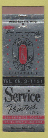 Matchbook Cover - Service Printers South Ben IN Graphic Arts WEAR