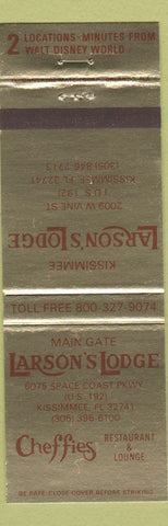 Matchbook Cover - Larson's Lodge Kissimmee FL Disney World reference