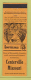 Matchbook Cover - Centerville MO Perkins Americana Reynolds County orange