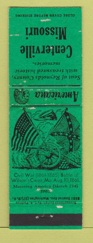 Matchbook Cover - Centerville MO Perkins Americana Reynolds County green WEAR