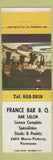 Matchbook Cover - France BBQ Varennes QC