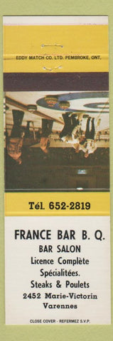 Matchbook Cover - France BBQ Varennes QC