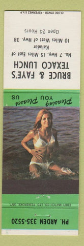Matchbook Cover - Bruce and Faye's Texaco Lunch oil gas Kaladar ON pinup