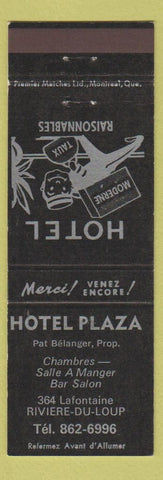 Matchbook Cover - Hotel Plaza Riviere Du Loup QC