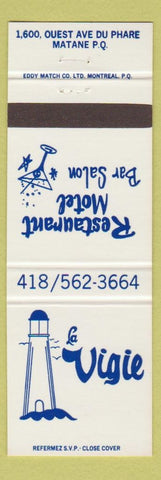 Matchbook Cover - La Vigie Restaurant Motel Matane QC