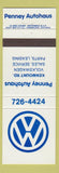 Matchbook Cover - Penney Autohaus Volkswagen Canada