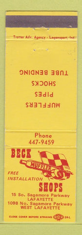 Matchbook Cover - Beck Muffler Shops Lafayette West Lafayette IN