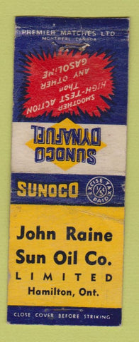 Matchbook Cover - Sunaco oil gas John Raine Hamilton ON BOBTAIL WORN
