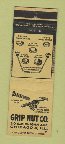 Matchbook Cover - Grip Nut Chicago IL