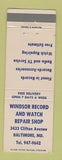 Matchbook Cover - Windsor Record and Watch Repair Baltimore MD