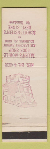 Matchbook Cover - Allen's Mobile Lock Shop Columbus OH Lock Smith
