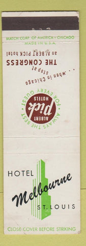 Matchbook Cover - Hotel Melbourne St Louis MO