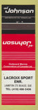 Matchbook Cover - Johnson Boat Motors Lacroix Sport Lambton Cte Beauce QC