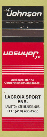 Matchbook Cover - Johnson Boat Motors Lacroix Sport Lambton Cte Beauce QC