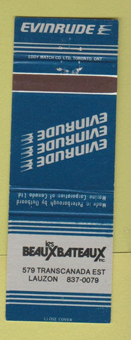 Matchbook Cover - Evinrude Boat Motors Les Beauxbateaux Lauzon