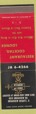 Matchbook Cover - Dorchester Restaurant Lounge Broadview Heights OH