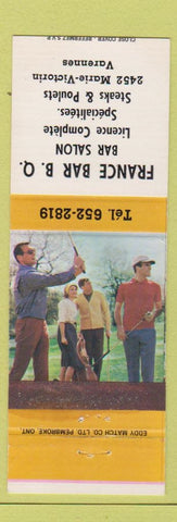 Matchbook Cover - France BBQ Varennes QC
